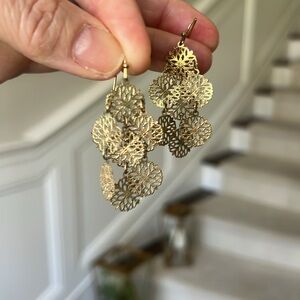 Lia Sophia “Lacey” gold tone filigree drop earring